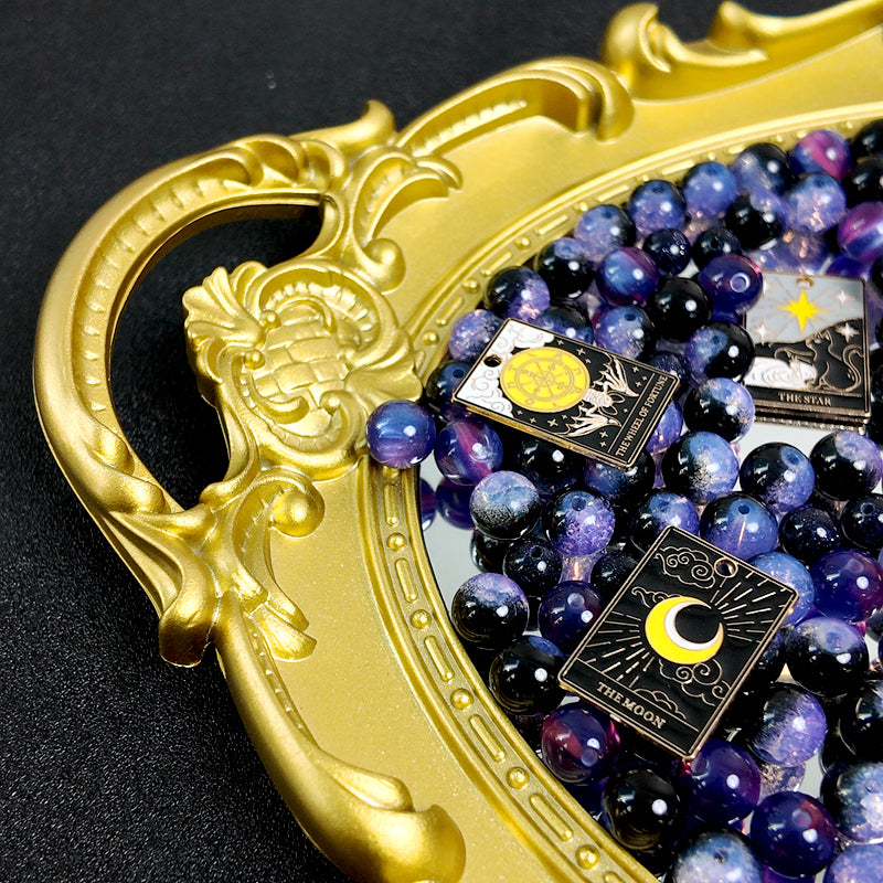 A018_Purple - Blue Starry Beads - Glass Bead (8-10mm）